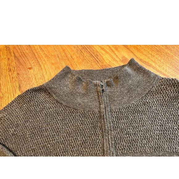 Banana Republic Cashmere Silk Blend, Gray Mens Large L Quarter Zip Sweater - Picture 3 of 8